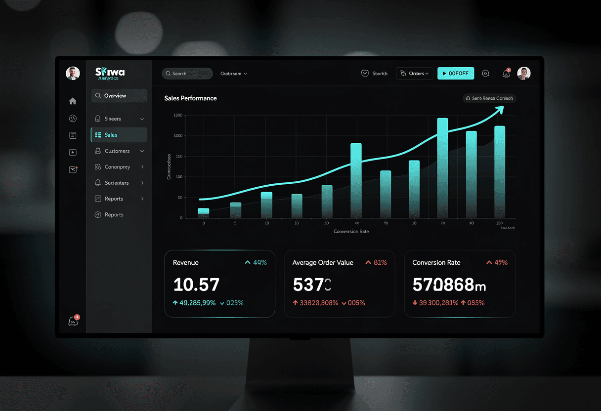 Ecommerce analytics dashboard showing revenue growth and conversion metrics